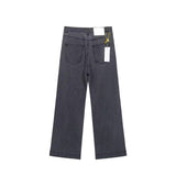Men's flared denim jeans with water ripple texture
