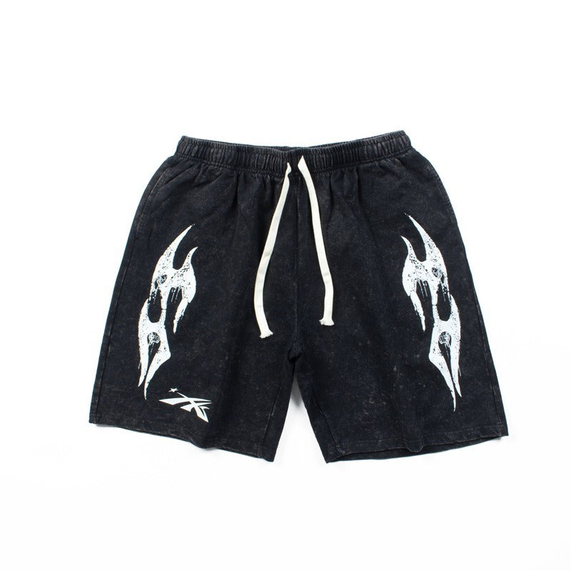 Hip-hop shorts american high street hell washed distressed retrocasualloose sports pants shorts half length pants pants