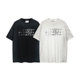 Distressed digital print cotton short-sleeve t-shirt
