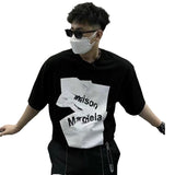 American style crinkle newspaper letter print short sleeve t-shirt for men and women - high street fashion