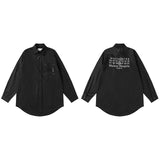 Letter embroidered pocket detail relaxed fit shirt