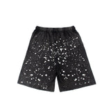 Hip-hop shorts american high street splash ink retroletter washed distressed half length pants shorts ins summer pants trendy