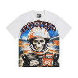 gods short-sleeved heavy weight washed fog high street rock band skull pure cottonprinting t-shirt