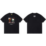 Top-tier! sanrio ou family summer bape seamless crewneck g pure cotton short-sleeve t-shirt for men
