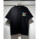 [gram] am flow paint graffiti letter starry sky classic logo print short sleeve couple t-shirt
