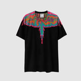 Correct version mb short-sleeved couple outfit colorful wings feather t-shirt marcelo european and american classic