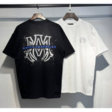 amri flow paint graffiti letter starry sky classic logo print short sleeve couple t-shirt