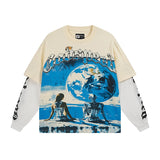 Cross-border wholesale american trend skull metal rock band robot bottom shirt pure cotton looselong sleevest