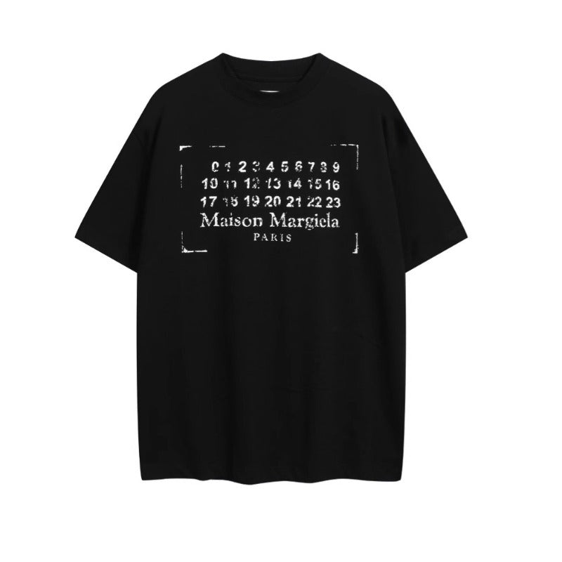 Early spring niche design minimalist letter logo print crew neck 100% cotton number pullover short sleeve t-shirt