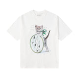 Summer loose-fit cat print cartoon t-shirt