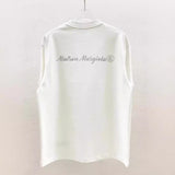 Minimalist letter cursive reflective craft pure cotton double yarn crew neck t-shirt
