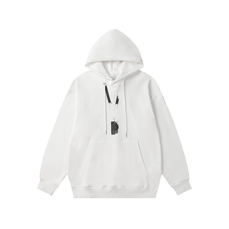 Pass card lanyard loose casual hooded sweatshirt