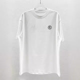 Minimalist digital print crew neck t-shirt with reflective foil detailing