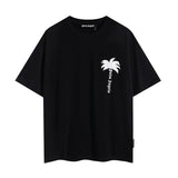 Summer trendy short-sleeve tee with back logo print - couple's fashion
