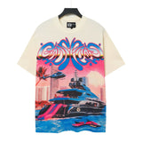 High version gods short sleeve heavy weight washed fog high street rock band skull pure cottonprinting round