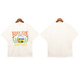 American rhu co-branded marlboro f formula traffic jam coconut tree sunset logo short-sleeved couple t