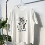 High gsm double yarn cat print 100% cotton short sleeve t-shirt
