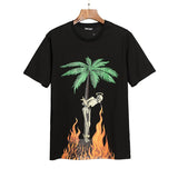 Cross-border foreign trade wholesale pa severed bear short-sleeved ins palm tree large logo back letter bat