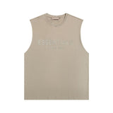 essential double line fog shorts icon laminated stereo letter round neck couple pullover