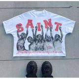 Wholesale billin hip-hop high street cartoon graphic dropped shoulder couple's short sleeve t-shirt
