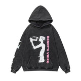 Erd melancholy rich second generation loose washed distressed pig head human face color matching hole hooded sweatshirt zipper