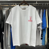 Rhude T Shirts Sunday Morning Fever Pink Arrow Print Men's and Women's Crew Neck Short Sleeves