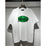 amri flow paint graffiti letter starry sky classic logo print short sleeve couple t-shirt