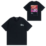 Summer running volume stussy short-sleeved t-shirt dice black eight ice cream comfy basics american couple summer t