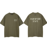Fog icon double line essentials american high street summerloose couple short sleeve trendy heavy weight t-shirt