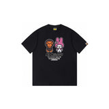 Top-tier! sanrio ou family summer bape seamless crewneck g pure cotton short-sleeve t-shirt for men