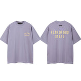 Fog icon double line essentials american high street summerloose couple short sleeve trendy heavy weight t-shirt