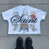 Wholesale billin hip-hop high street cartoon graphic dropped shoulder couple's short sleeve t-shirt
