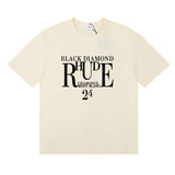 Rhude T Shirts Diamond Solid Color Letter Printing Cotton Casual Short Sleeve Men and Women