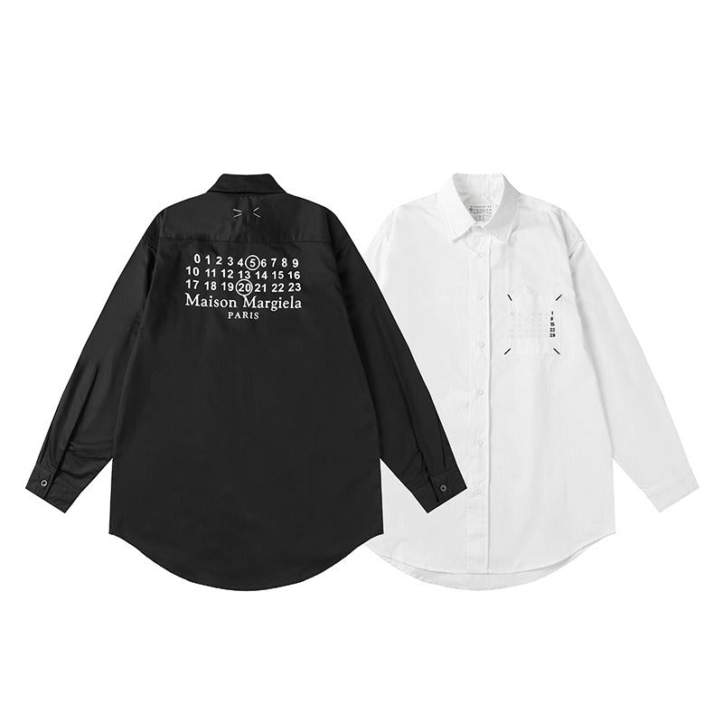 Letter embroidered pocket detail relaxed fit shirt