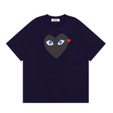 Correct version star kawakubo pla heartembroider short-sleeved pure cotton red heart peach couple t-shirt y