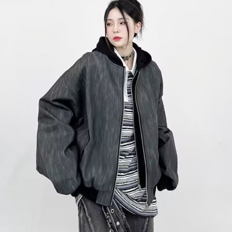 Unisex Baseball Jersey Winter PU Jacket