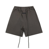 essential double line fog shorts icon laminated stereo letter round neck couple pullover