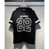 amri flow paint graffiti letter starry sky classic logo print short sleeve couple t-shirt