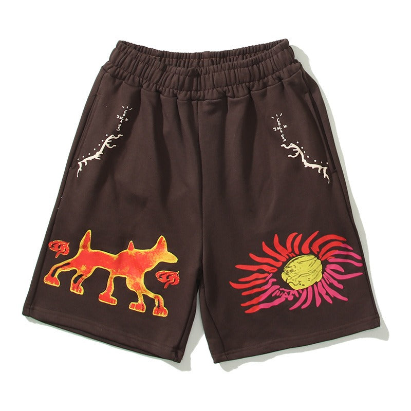 Hip-hop shorts american high street half length pants hip hop street loosecasual sweatpants shorts for men and women