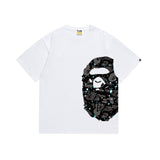Wholesale japanese style side plaid camo ape head short sleeve color block trendy t-shirt for summer