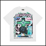 Hs american high street retro washed portrait short-sleeved t-shirt long sleeves sweatshirt hoodie