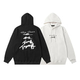 Buy letter embroidered couple's hooded casual sweatshirt