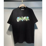 [gram] am peace dove flowing paint graffiti letter starry sky classic logo printing short sleeve couple t-shirt