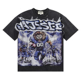 MAJESTIK T Shirts Lion Football Graphic Crop Tee Hot Diamond Design