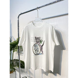 Summer loose fit letter print 100% cotton crew neck short sleeve t-shirt