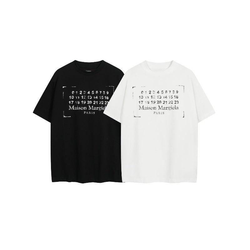 Early spring niche design minimalist letter logo print crew neck 100% cotton number pullover short sleeve t-shirt