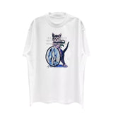 Cute kitten graphic crew neck hd print short sleeve t-shirt - perfect for couples