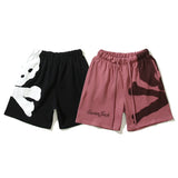 Hip-hop shorts american style terry sweatpants skull printingloosecasual pants shorts half length pants