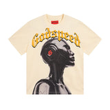 High version gods short sleeve heavy weight washed fog high street rock band skull pure cottonprinting round