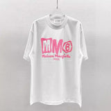 Maison margiela pink mm foam printing process oversizd dropped shoulder sleeves loose short-sleeved t